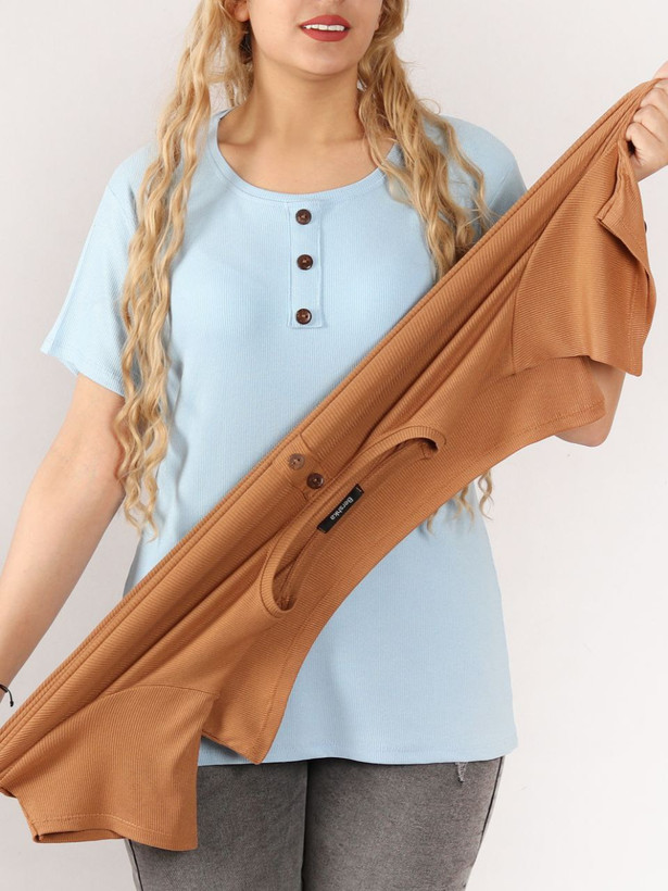 تیشرت کبریتی یقه گرد سه دکمه برند برشکا کیفیت بی نظیر