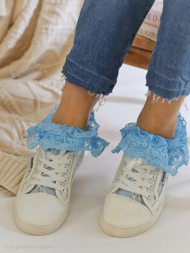 جوراب لب تور آبی زنانه و دخترانه